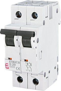 Автоматический выключатель ETIMAT 10 2P D 20А (10 kA)  фото