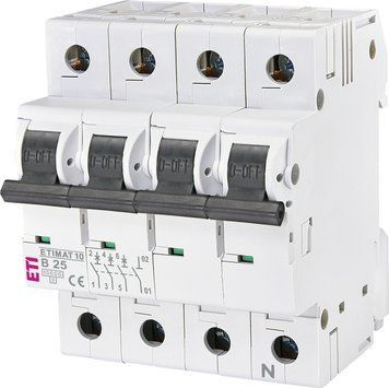 Автоматический выключатель ETIMAT 10 3P+N B 25А (10 kA)  фото