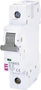 Автоматический выключатель ETIMAT 6 1p B 2А (6 kA)  фото