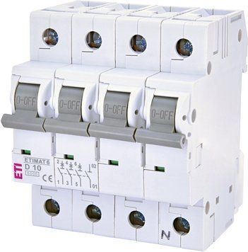 Автоматический выключатель ETIMAT 6 3P+N D 10А (6 kA)  фото