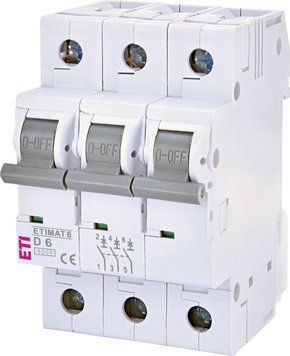 Автоматический выключатель ETIMAT 6 3P D 6А (6 kA)  фото